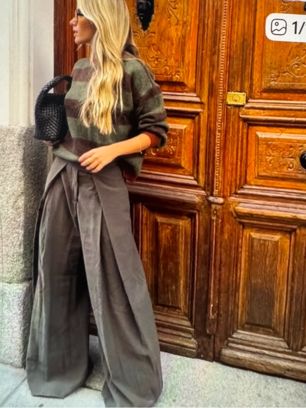 Zara Satin-Look Pleated Wide-Leg Pants in Dark Chocolate